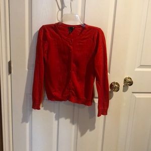 Red cardigan sweater